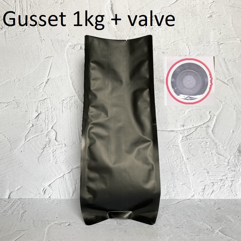 Jual Gusset Kopi Hitam Quad Seal Kg Kopi Valve Tebal Premium Import