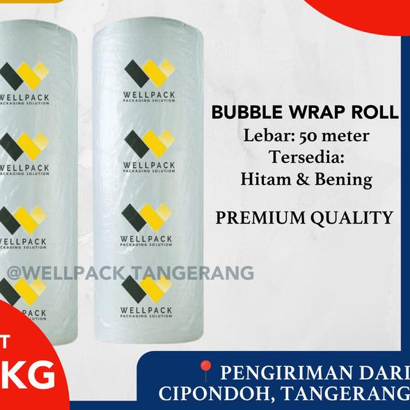 

◊ Bubble Wrap Roll 125cm x 50m Hitam & Bening (Ekonomis) Wellpack MP GMP - Bening, 2.4KG ☇