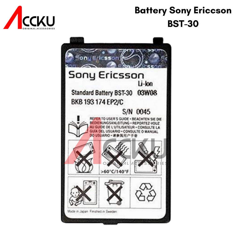 BATTERY SONY BATTERY / BATERAI SONY ERICSSON BST30 / BST-30 / J200 / K300 / Z200 ORI 99 HIGH QUALITY