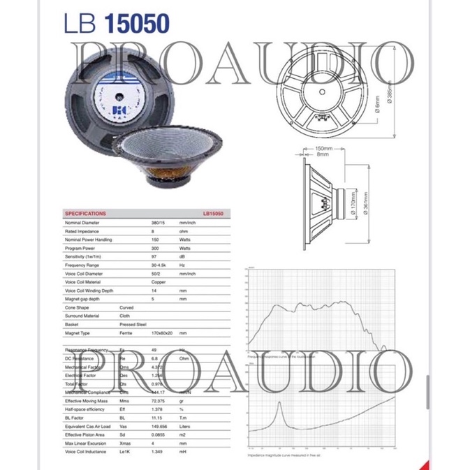 speaker JIC 15 inch LB 15050 original