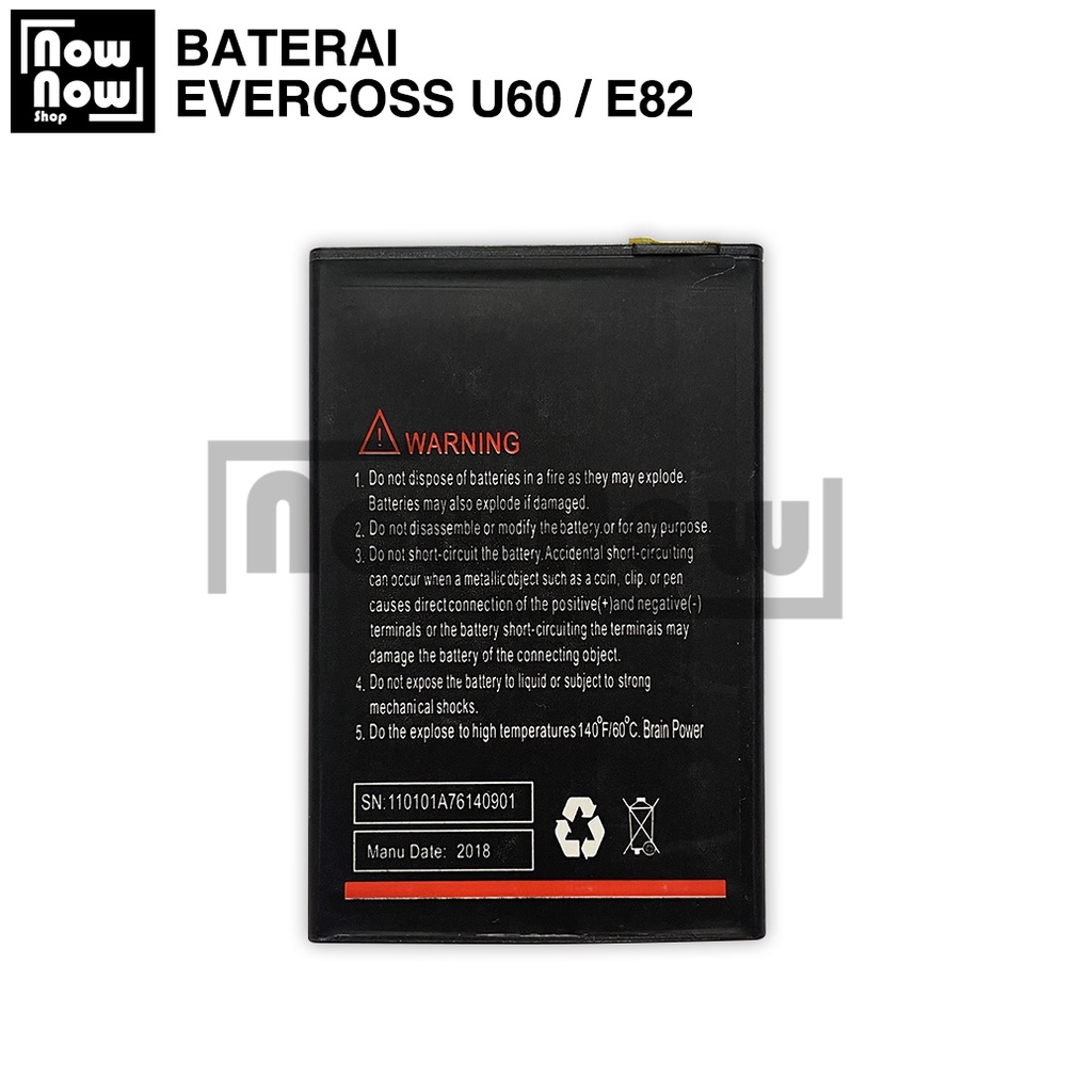 Baterai Evercoss U60 / E82 Original Double Power Batre Batrai Battery HP Evercross Cross Evercos U 60 E 82