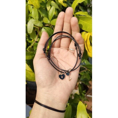 Gelang Couple pasangan liontin kunci dan gembok tali kulit gaya korea-6