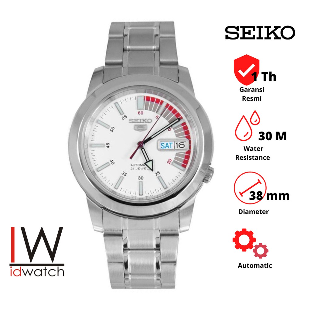 Seiko 5 SNKK25K1 Automatic Jam Tangan Pria Original SNKK25 Cowok Laki Strap Rantai Stainless