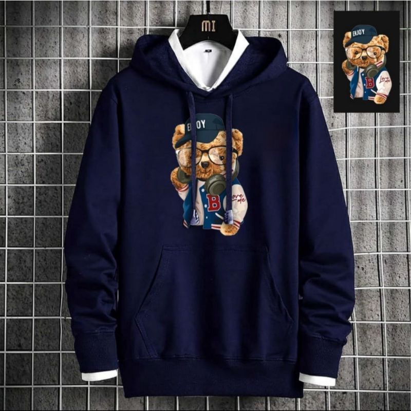 Sweater Hoodie pria termurah BEAR ENJOY bahan fleece tebal/jaket Hoodie pria wanita terbaru