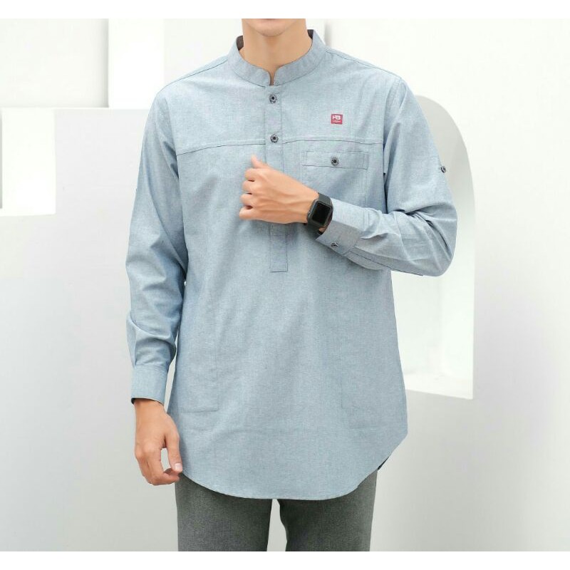 BAJU MUSLIM PRIA LENGAN PANJANG KEMKO PAKISTAN BAHAN OXFORD BERKUALITAS WARNA BIRU MAROON MILO DENIM