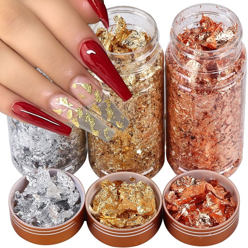 Serpihan Foil Emas Glitter Sequin Untuk Dekorasi Nail Art