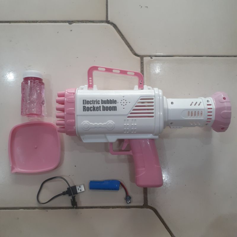 pistol buble gun basoka 32hole batre cash/tembak gelembung sabun/buble gun rocket boom batre cash/pistol galting buble/pistol buble dreams