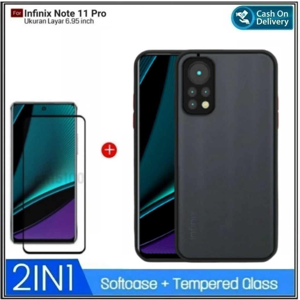 CASE Infinix Note 11 Pro, Note 11S Casing Cover + Full Tempered Glass Layar