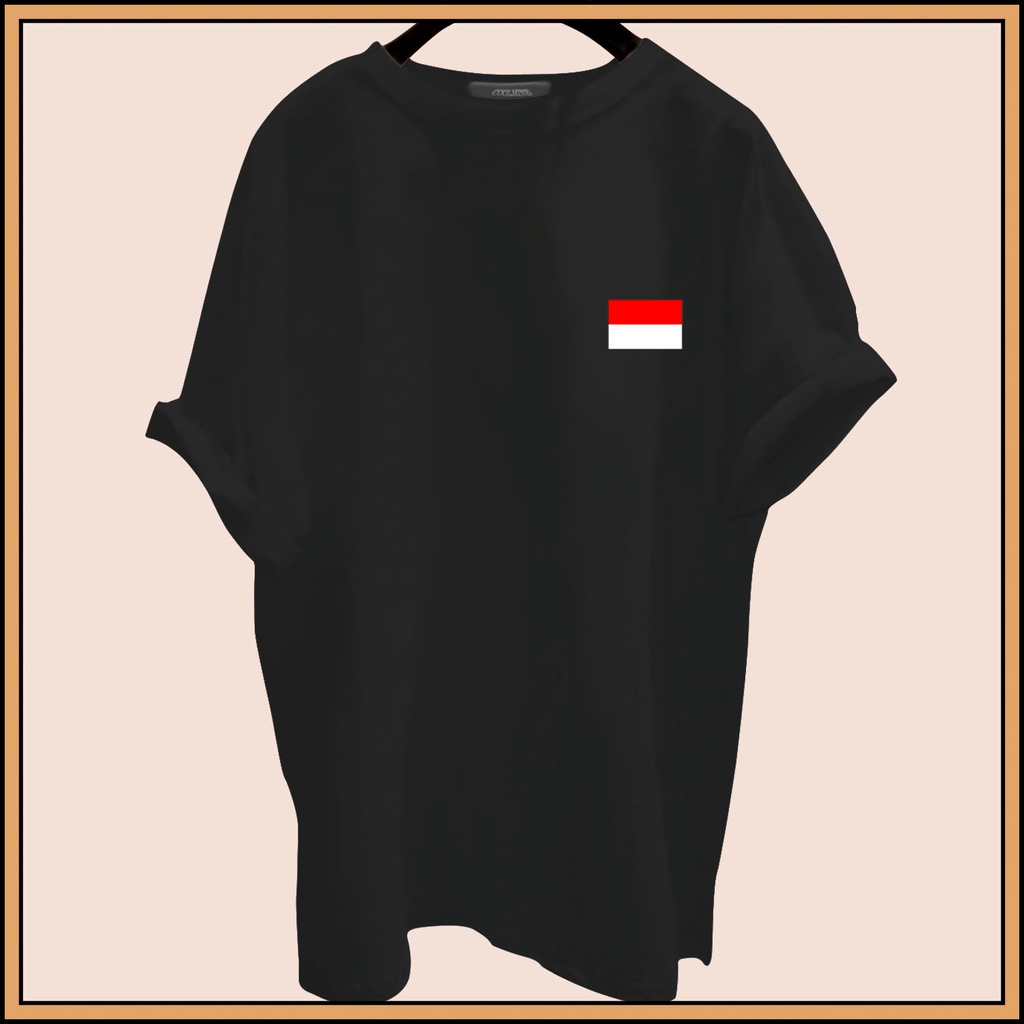 CALVIERO SHOP - BAJU KAOS ATASAN WANITA PRINT LOGO BENDERA MERAH PUTIH GALAXY PRINT