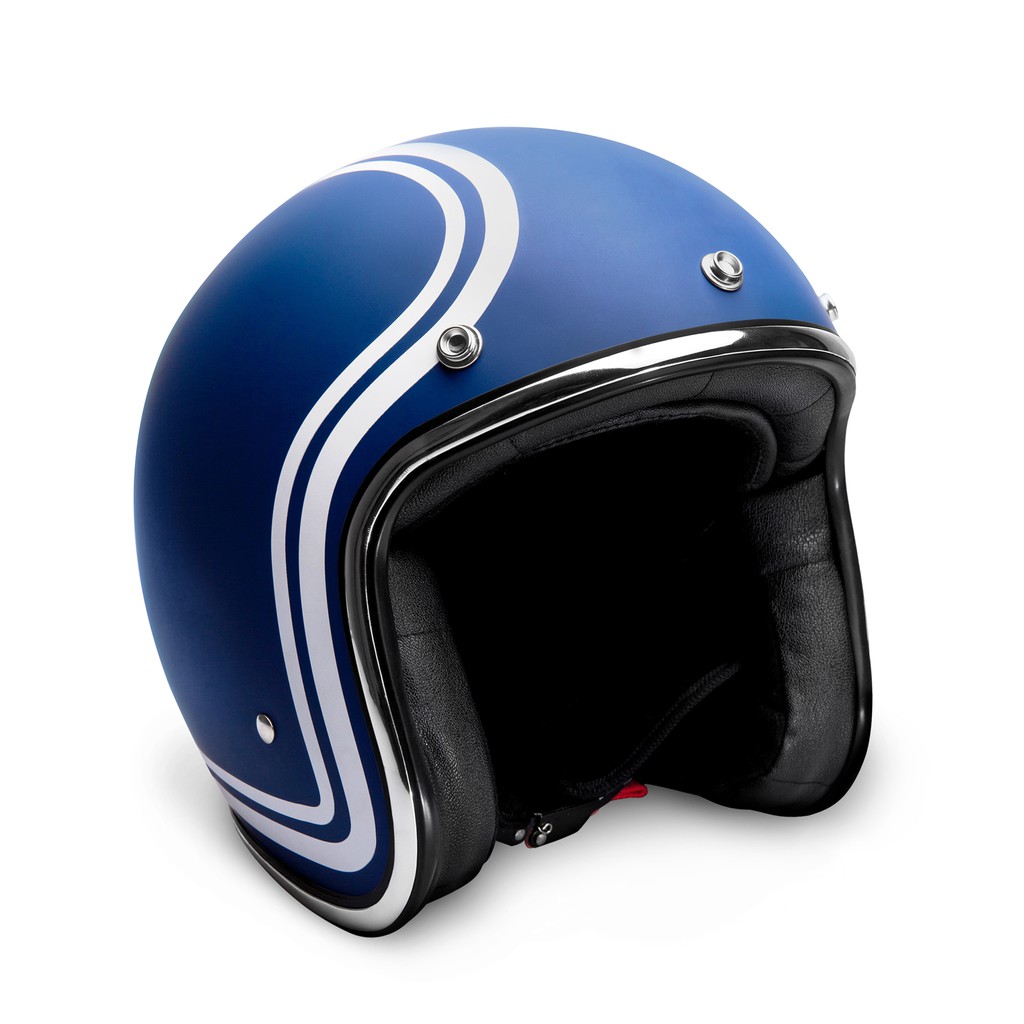 HELM RETRO ZULU CORTEZ BLUE CHROME ( Half Face / Vintage / Simpson / Klasik )