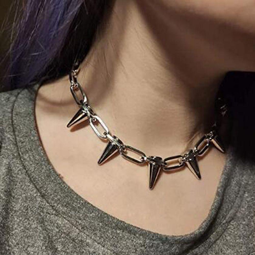 Solighter Rivets Chokers Hadiah Pesta Untuk Wanita Pria Perhiasan Punk Harajuku