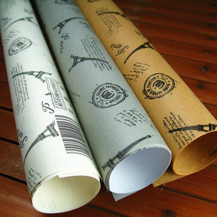 

JGO kertas kado brown coklat vintage motif paris