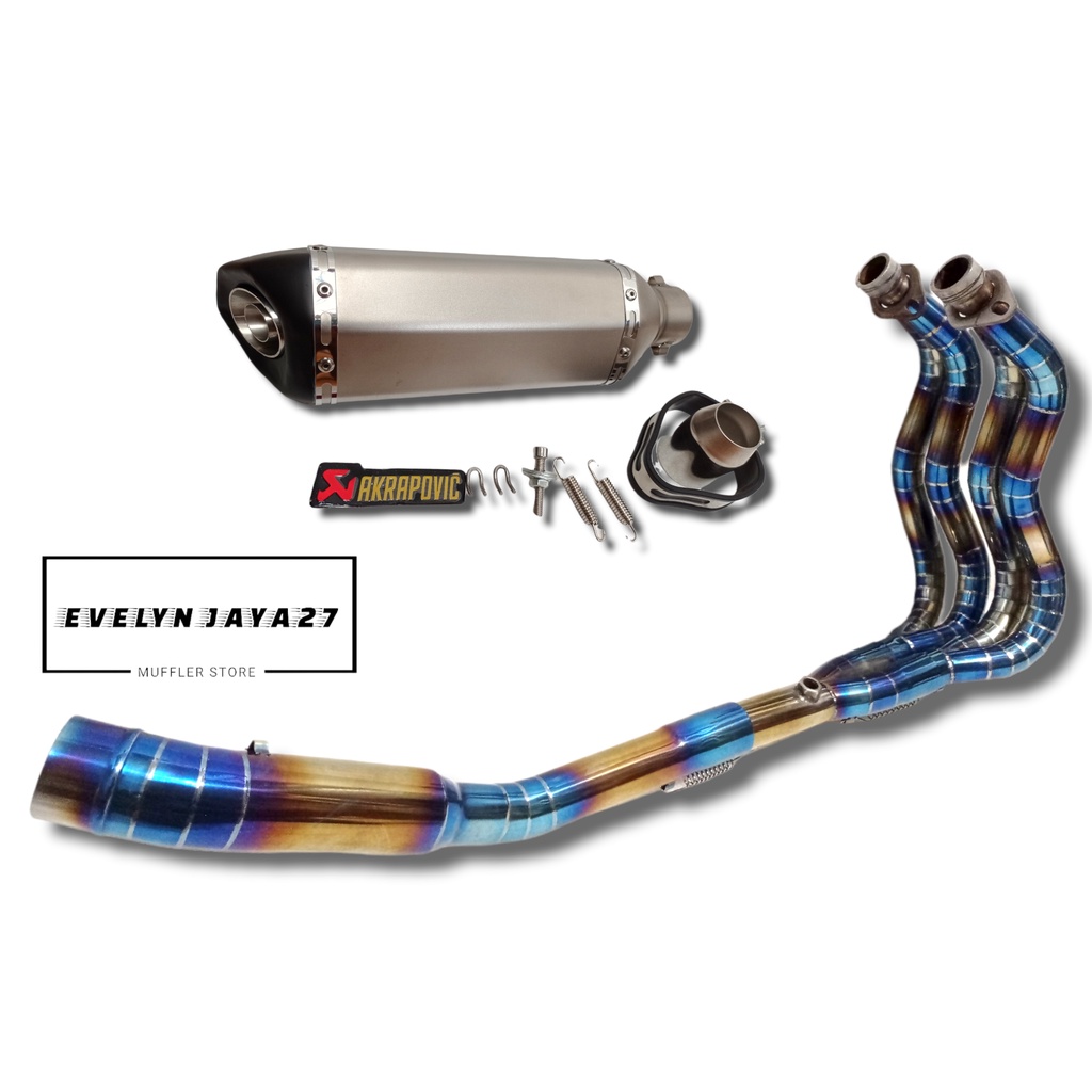 KNALPOT AKRAPOVIC HEXA IMPORT TAIWAN HEADER CUSTOM 4 SILINDER 2-4-1 BLUEGOLD FULLSYSTEM NINJA 250FI 