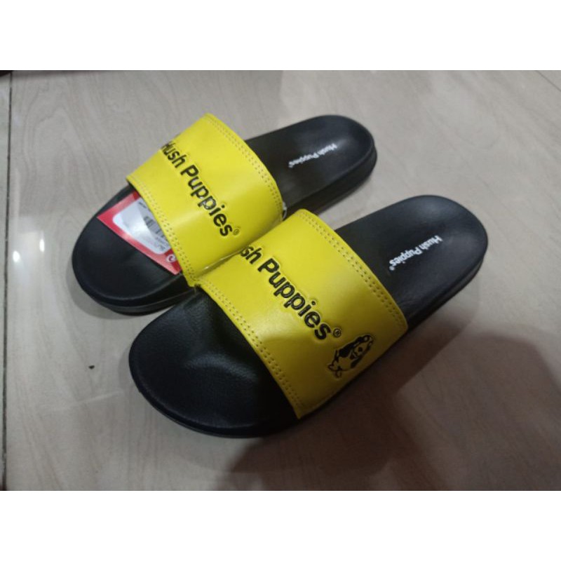 MURMER SANDAL HUSH PUPPIES PARSITY BLACK YELLOW ORIGINAL100%
