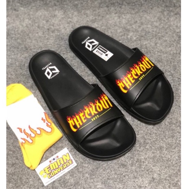 SANDAL SLIDE CHECKOUT WAVE PRIA WANITA