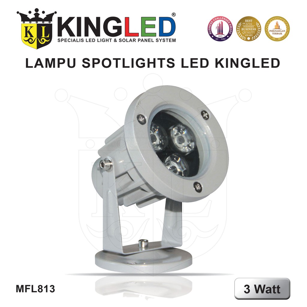 KINGLED Lampu Sorot LED ada kaki 3Watt-P/WW/BIRU/HIJAU/MERAH