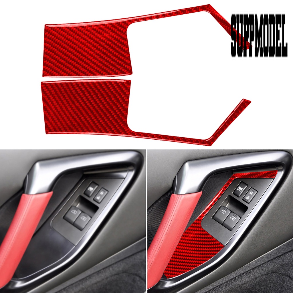 Suppmodelx &lt; 2Pcs Stiker Frame Panel Saklar Jendela Mobil Bahan Serat Karbon Tahan Panas Anti Gores Untuk Nissan Gtr35 2008-2016