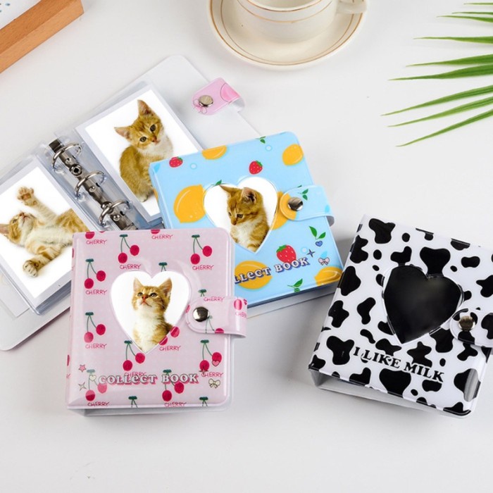 

Va Album Foto Mini 3 Bahan Pvc Motif Buah / Hati Untuk Kartu Nama /