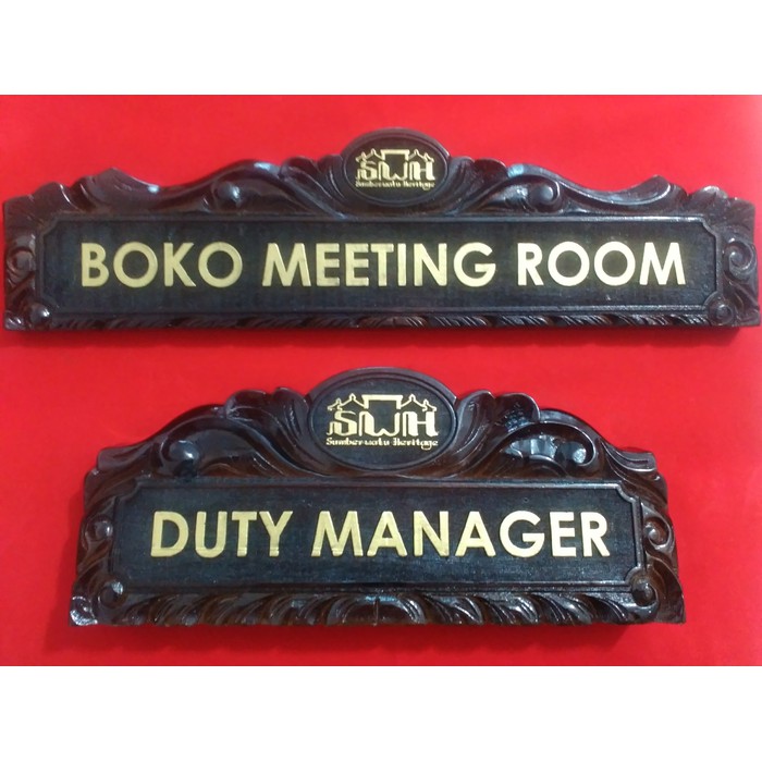Papan Nama Kayu Meja  Ukir Jati Jepara