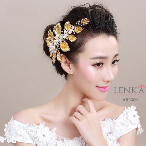 [PRODUK TERLARIS] TIARA EMAS AKSESORIS PERNIKAHAN PENGANTIN BRIDAL PESTA ARE004