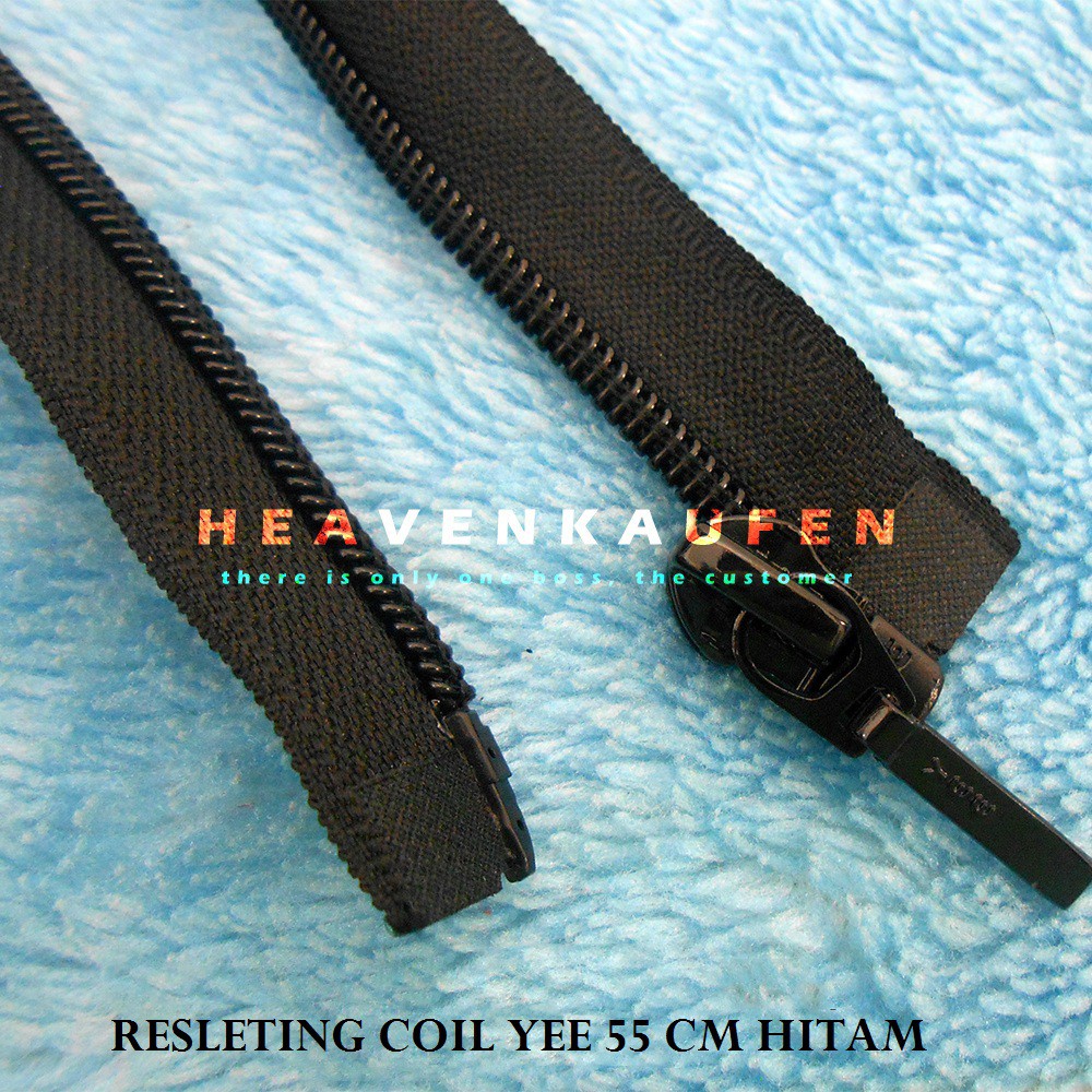 Resleting Zipper 55 cm YEE Coil Hitam Buka-Lepas Murah