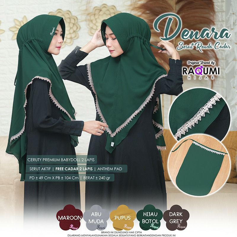 hijab DENARA KHIMAR SERUT CADAR ORI RAQUMI HIJAB