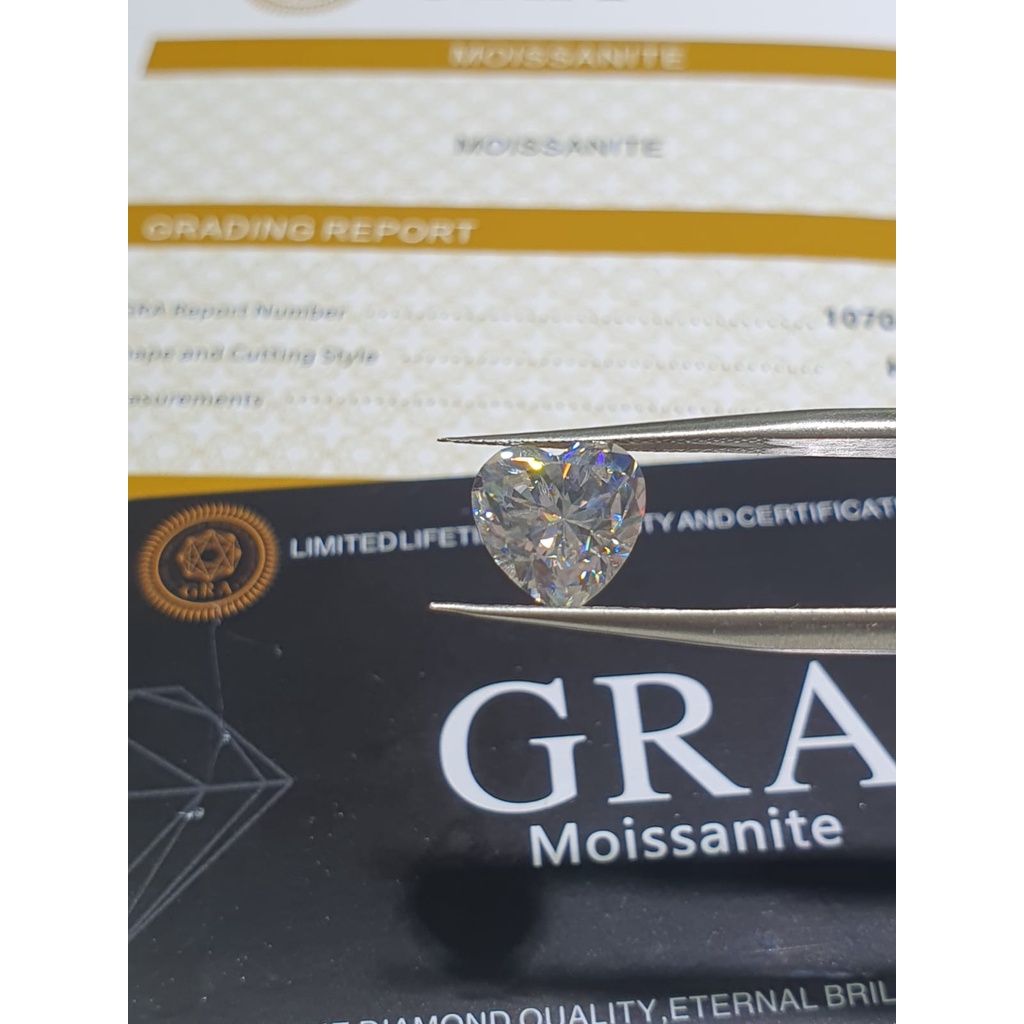 Batu Permata Moissanite 8x8 mm 2 ct Heartshape Cut
