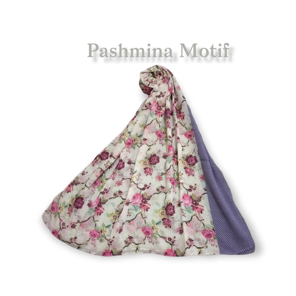 Pashmina Hijab Printing Bermotif Polyester 170cm x 65cm