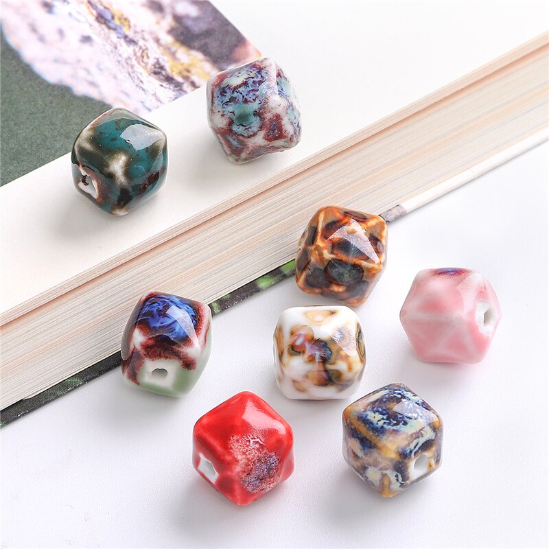 5 Pcs 13mm Persegi China Keramik Porselen Manik-manik Buatan Tangan DIY untuk Anting-Anting Kalung Gelang Perhiasan Kerajinan Membuat Aksesoris