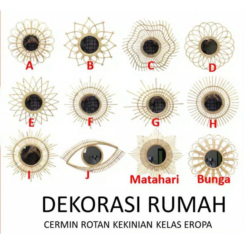  CERMIN  ROTAN ASLI KLASIK DEKORASI  DINDING  PREMIUM Shopee 