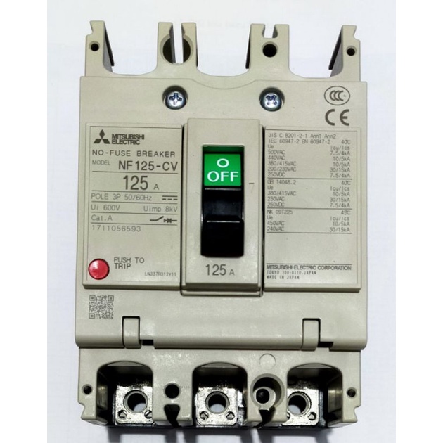 MCCB 3 Phase 125 Ampere / MCB 3 Phase 125 A / Breaker 3 Phase 125 A / NF 125 - CV