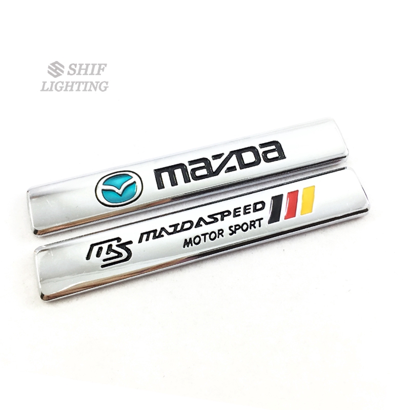 1Pc Stiker Emblem Fender Mobil Mazda MS Logo Mazda Bahan Metal untuk Mazda