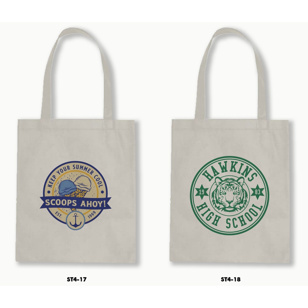 Tas Tote Bag Resleting Kanvas/Blacu  - Stranger Things 4 - 01