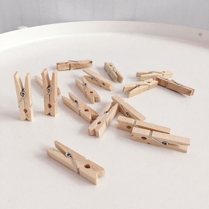 PENJEPIT KAYU POLAROID WOODEN CLIP NATURAL - BEPINK JURAGAN