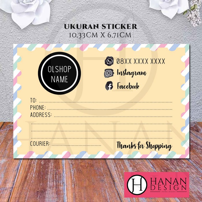 

Stiker Label Pengiriman Paket Olshop Online Shop Custom - WarnaTosca Pink Peach Blue