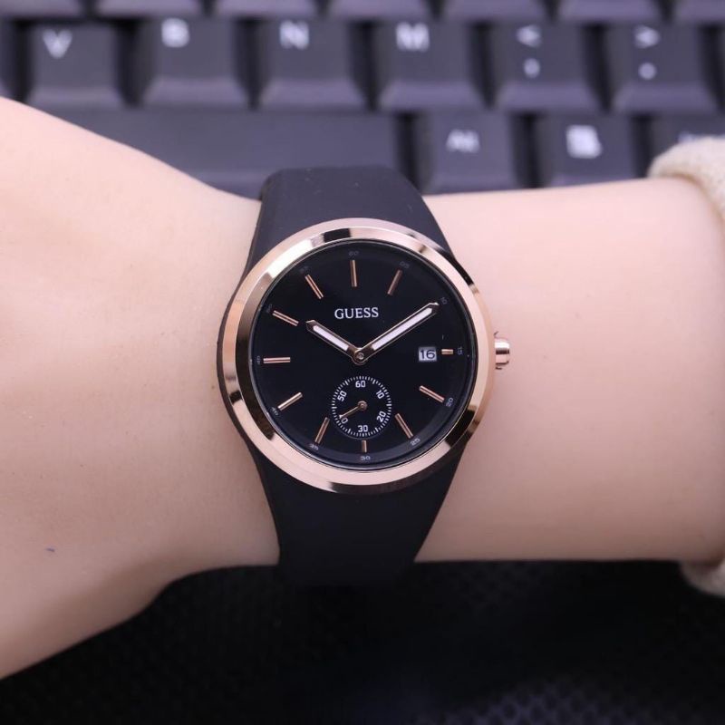 (Cod)Jam Tangan Wanita  GuesCrono Variasi Tanggal Aktif Strap Rubber(Dikirim Jakarta)