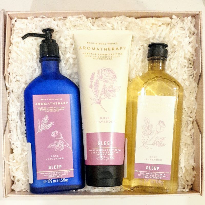 BBW AROMATHERAPHY SLEEP ROSE + LAVENDER GIFT SET PAKET BATH &amp; BODY WORKS