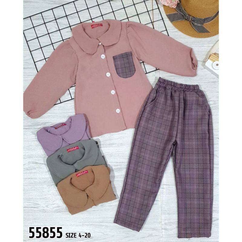 Kemeja pocket catherine kids 10-14 (6-8 thn)