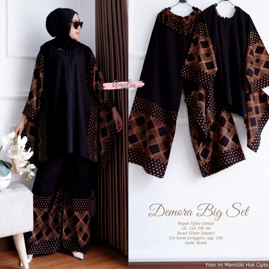 NANALIS_OLSHOP - Setelan Waka Elift One Set Rayon Jumbo Ld 130 cm Big Size Resleting Depan Busui Friendly Termurah Terviral