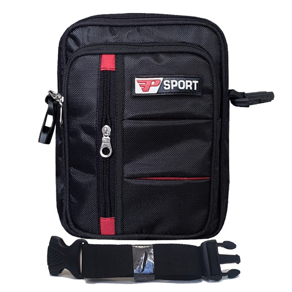 SHOPEE 6.6 SUPER SALE!! Tas Slempang SPORT Bahan Nylon Tas Selempang Pria S-300 Crossbody Bag 8 inch Tas hangout tas HP Tas Smartphone #Black