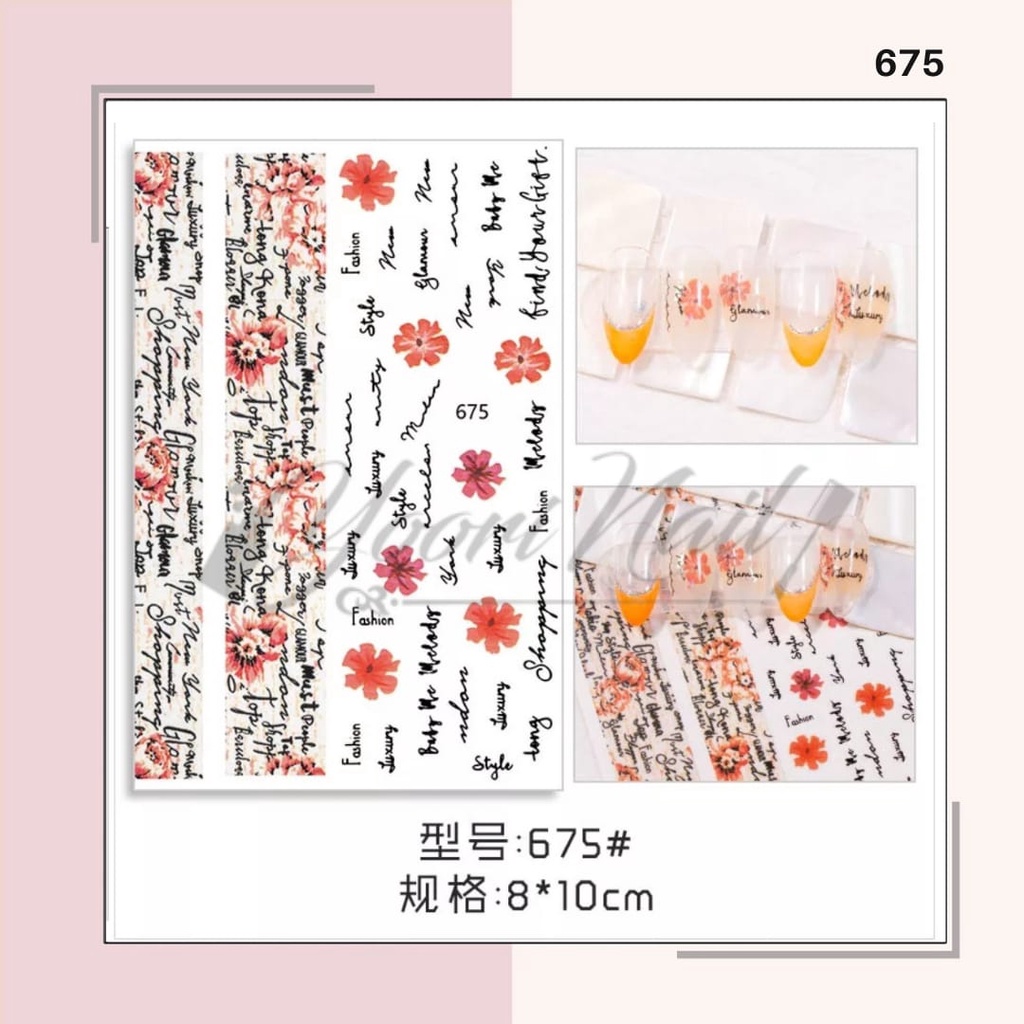 Nail Sticker Flower Stiker Bunga Kaktus Daun Dried Flower Sun Flower Series Ultra Thin Nail Stickers