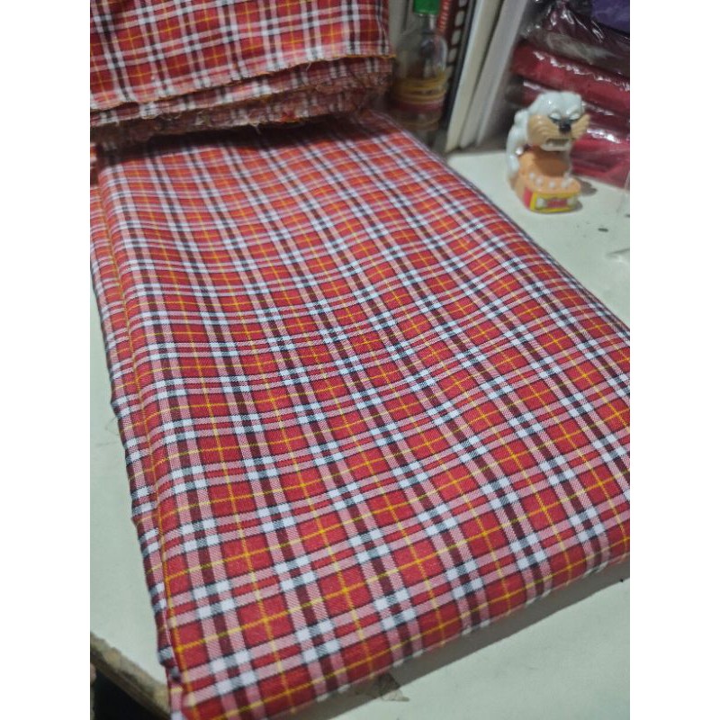 BAHAN KAIN KATUN YANDET YANDED KEMEJA SERAGAM KOTAK-KOTAK PRIA WANIT ANAK GULUNGAN METERAN (YARD)