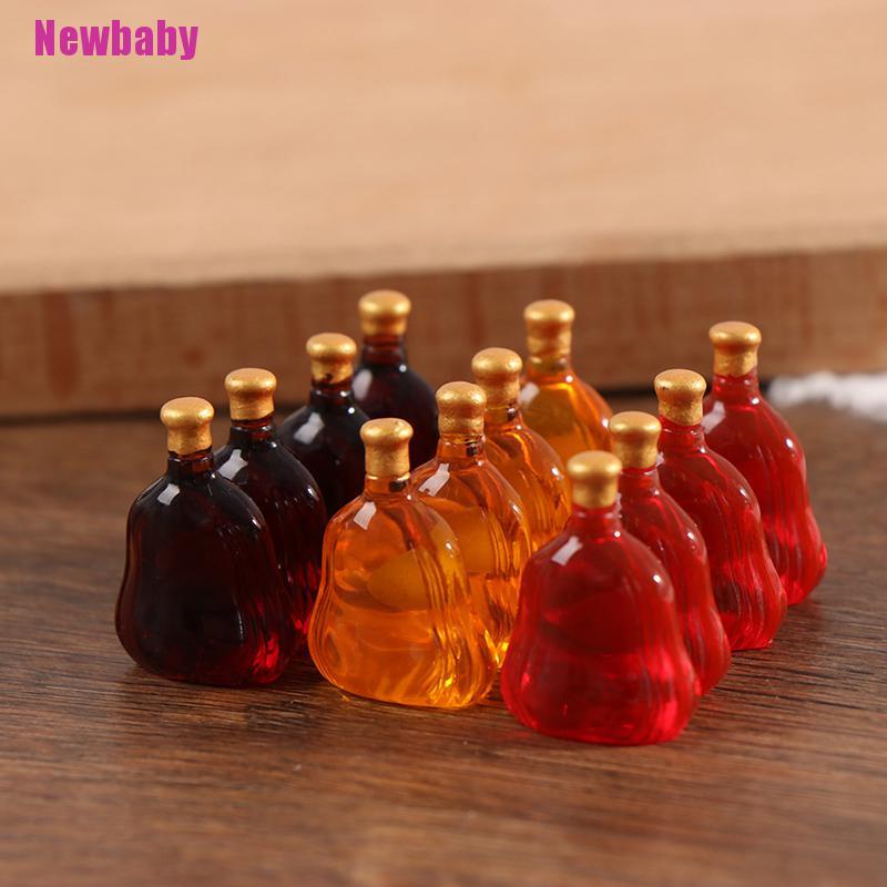 (Newbaby) 10pcs Miniatur Botol Wine Untuk Aksesoris Rumah Boneka/Bermain Peran