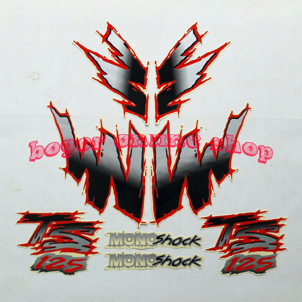 stiker striping body lis motor suzuki ts 125 monoshock hitam-merah
