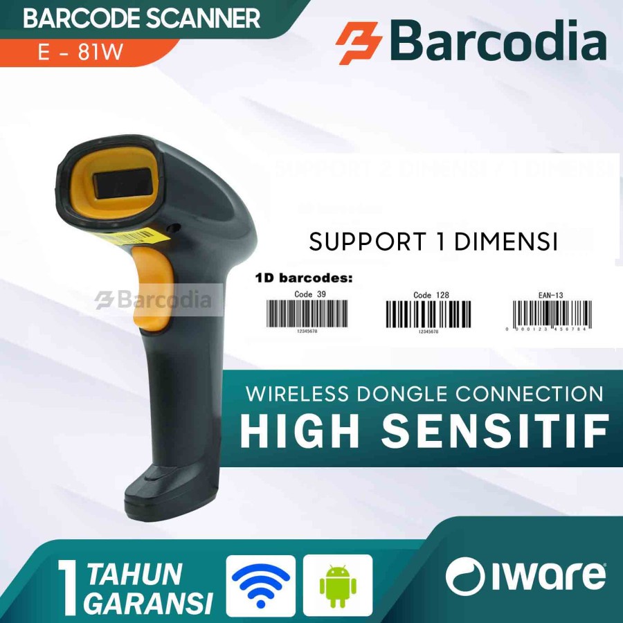 Barcode Scanner Wireless Iware BS - E81W - Scanner Barcode 1D Wireless Iware