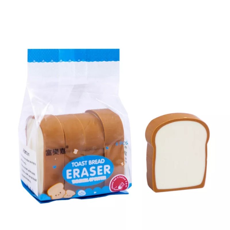 

4pcs Penghapus pensil roti tawar lucu pencil eraser toast bread
