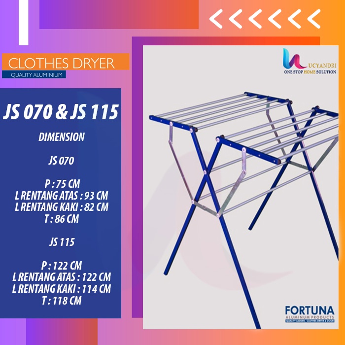 Jemuran Baju Pakaian Fortuna Aluminium - Jemuran Fortuna JS115