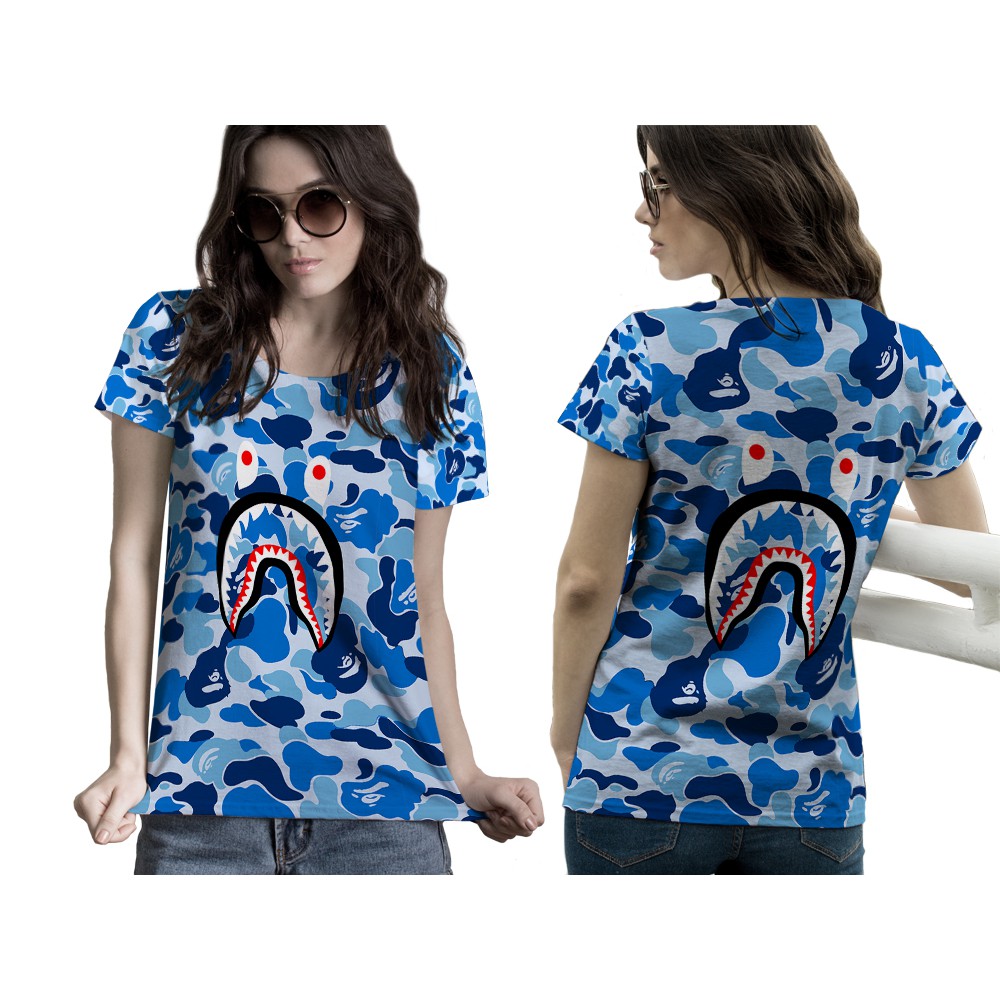 [Riashop] Kaos Bape Shark Wanita | Kaos Bape Original Premium | Kaos Bape Lengan Pendek  - FS