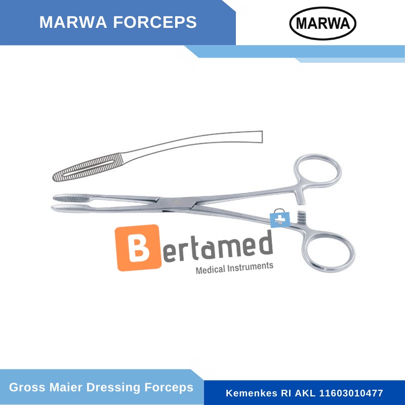 Gross Maier Dressing Forcep CURVED / Korentang Bengkok