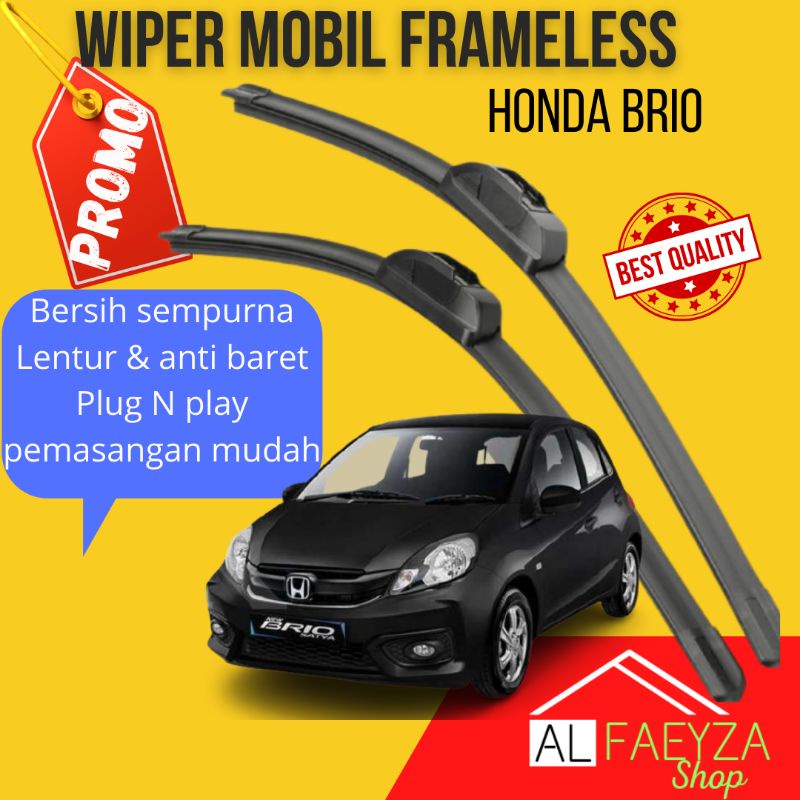 Promo wiper kaca mobil Frameless Honda Brio 1Set 2 Pcs